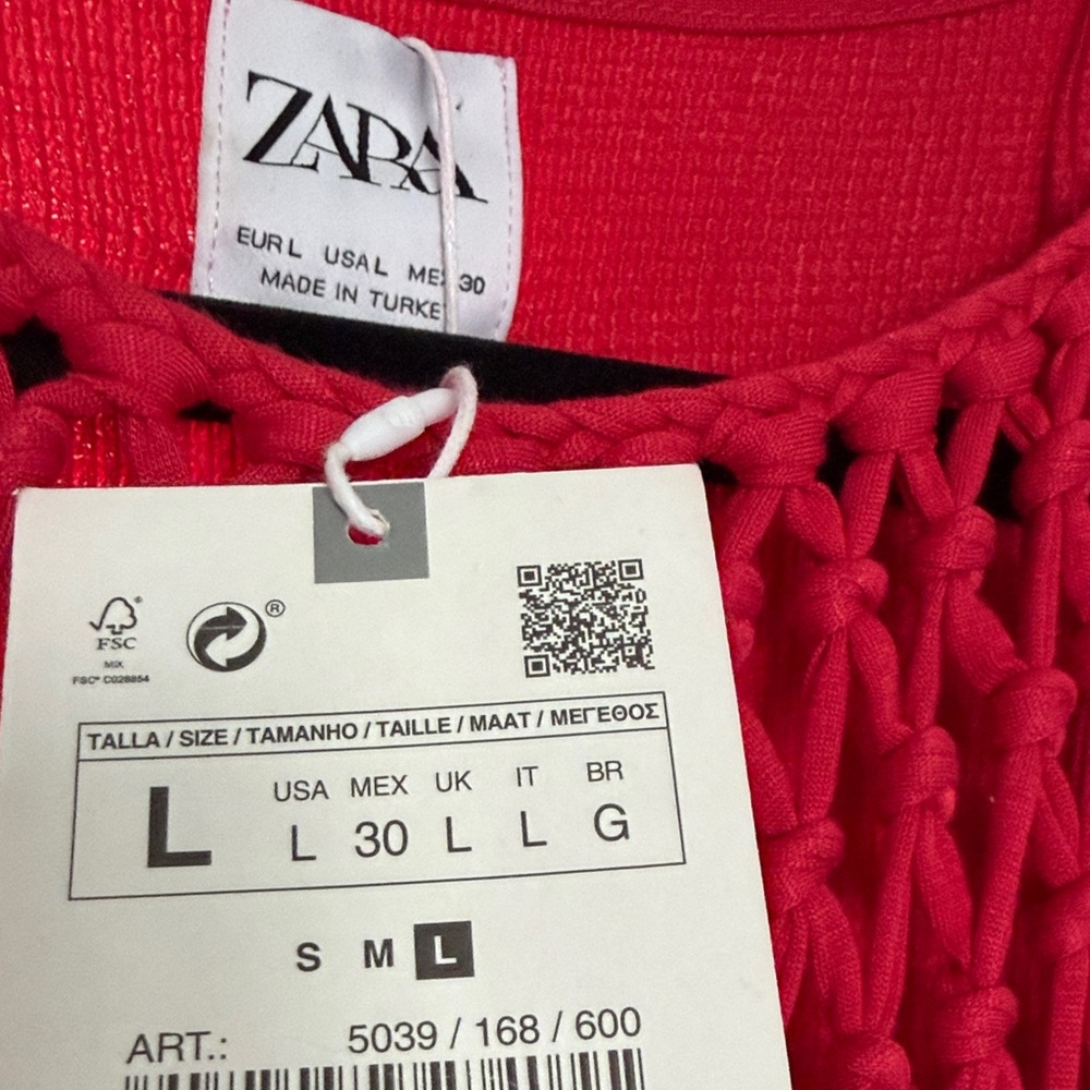 NWT Zara Long Sleeve Fringe Knit Midi Dress - Picture 12 of 12